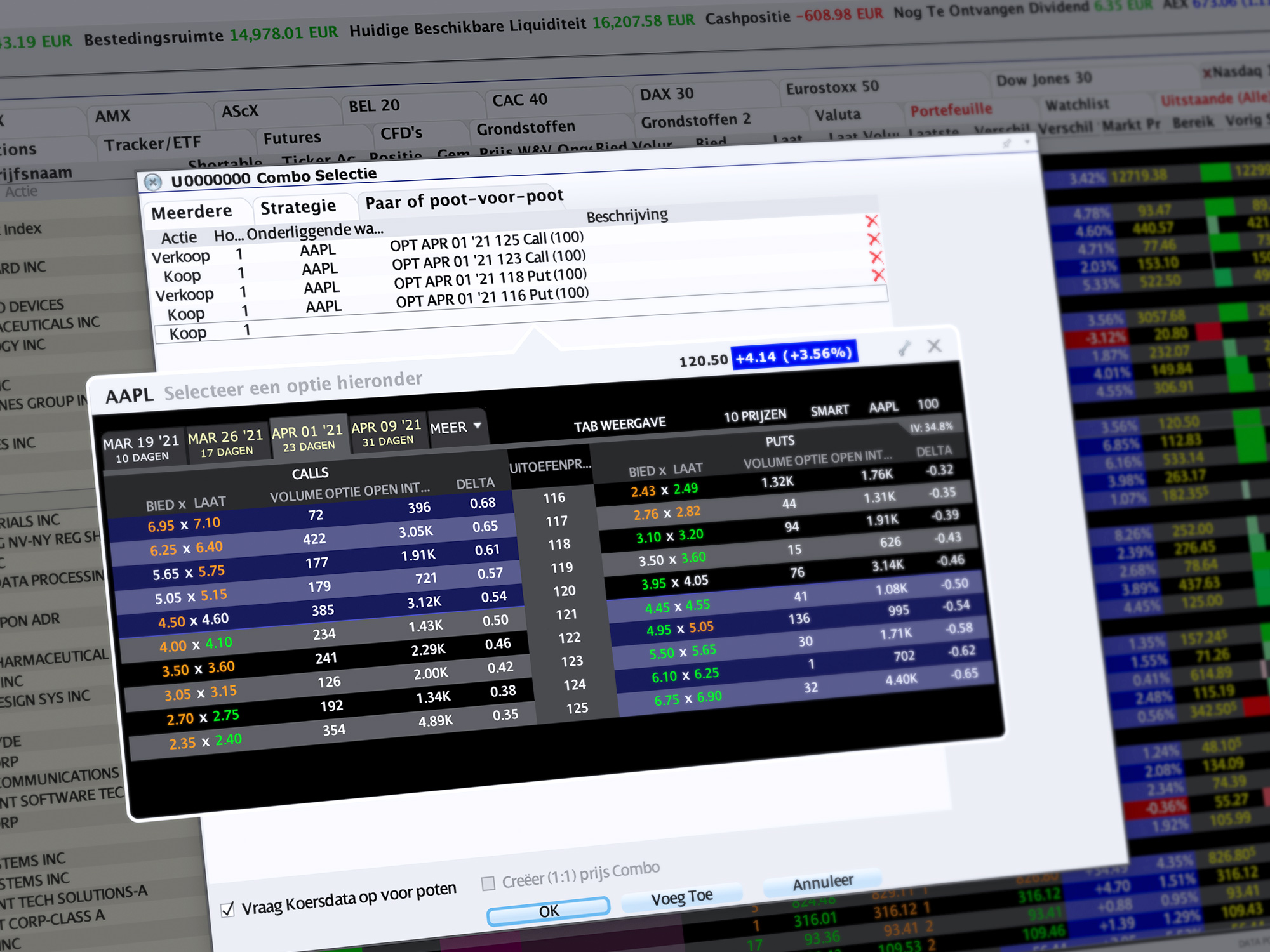 Combo Trader: Uw eigen optiecombinaties samenstellen