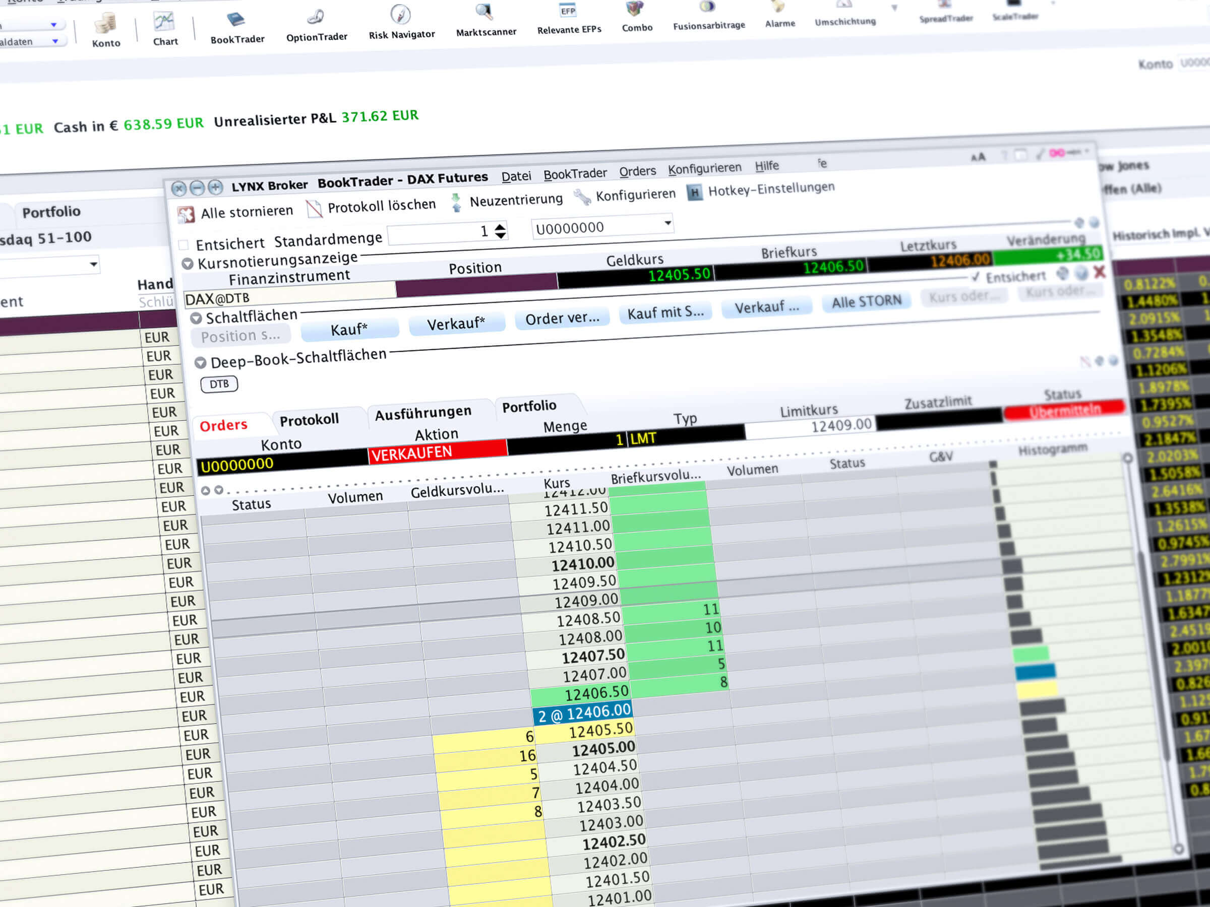 Weitere Tradingtools bei LYNX: BookTrader