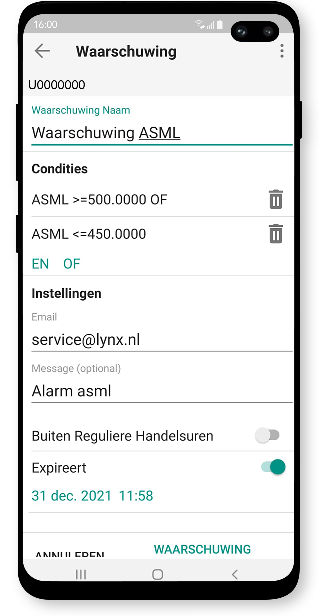 Android Trading App: Alerts en waarschuwingen